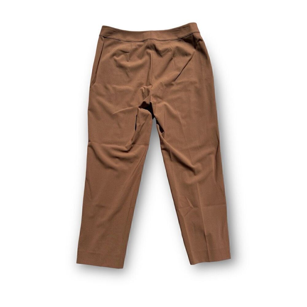 St. John Straight Leg Mid Rise Trouser Pants Press Pleats in Brown Women’s 10 - Picture 3 of 11